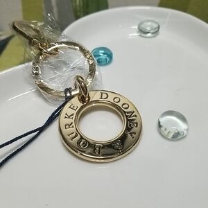 Dooney & Bourke Gold Plated Signature Big Circle Keychain Key Fob Bag Charm